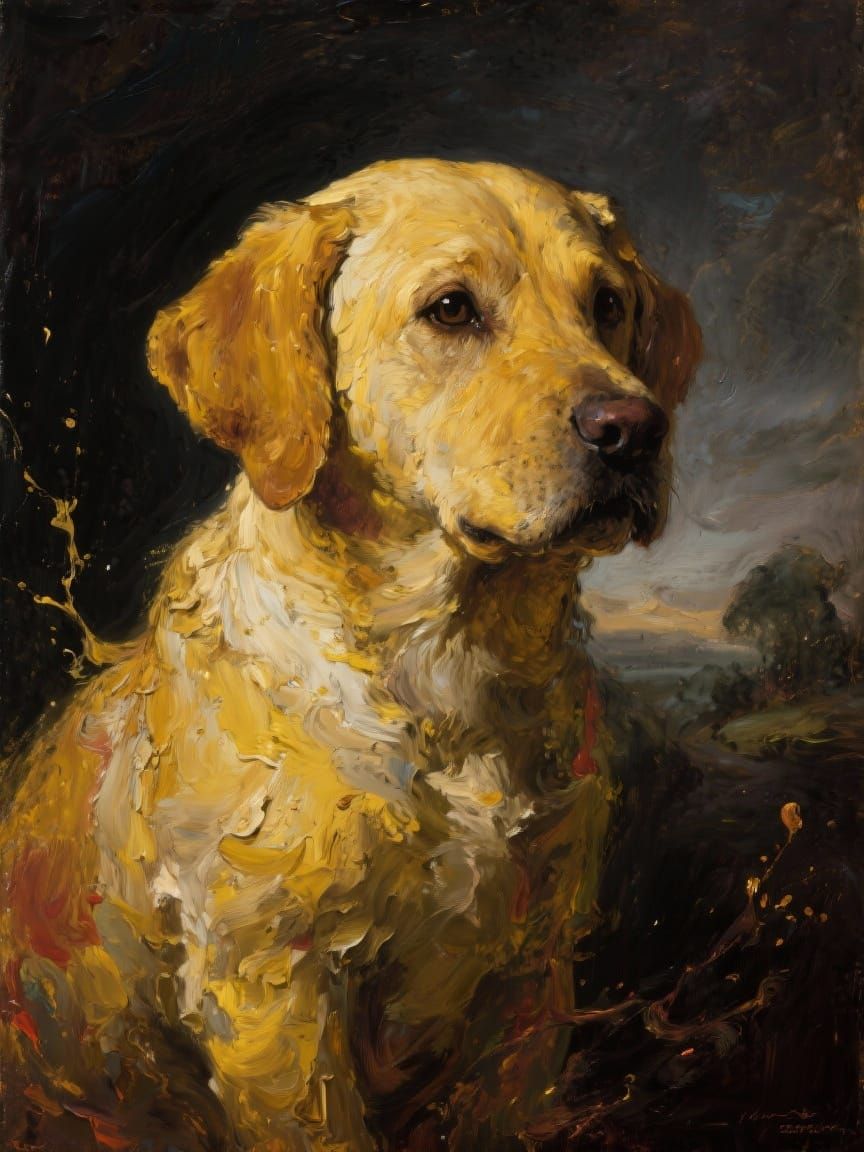 Yellow Lab Puppy Portrait in Renaissance Masterpiece Style