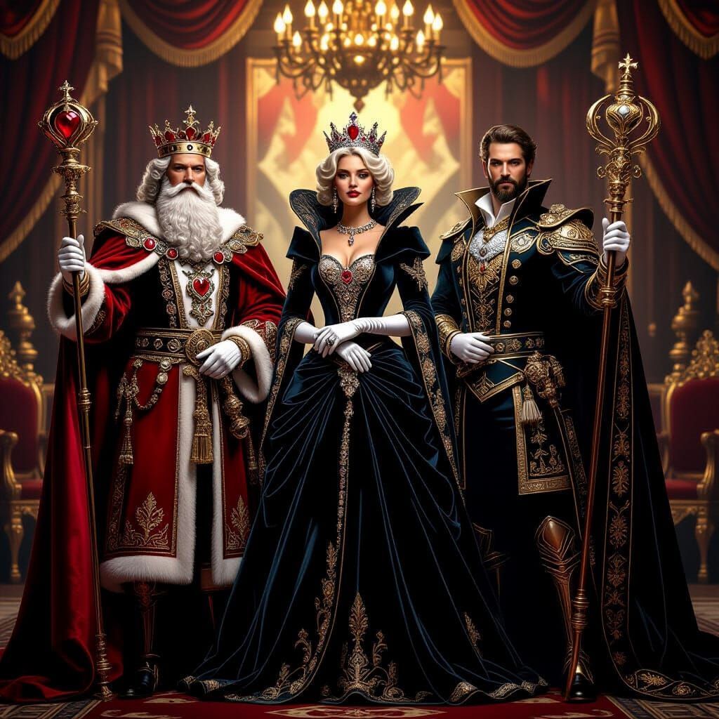 Majestic Royal Playing Card Portraits in Fantasy Court