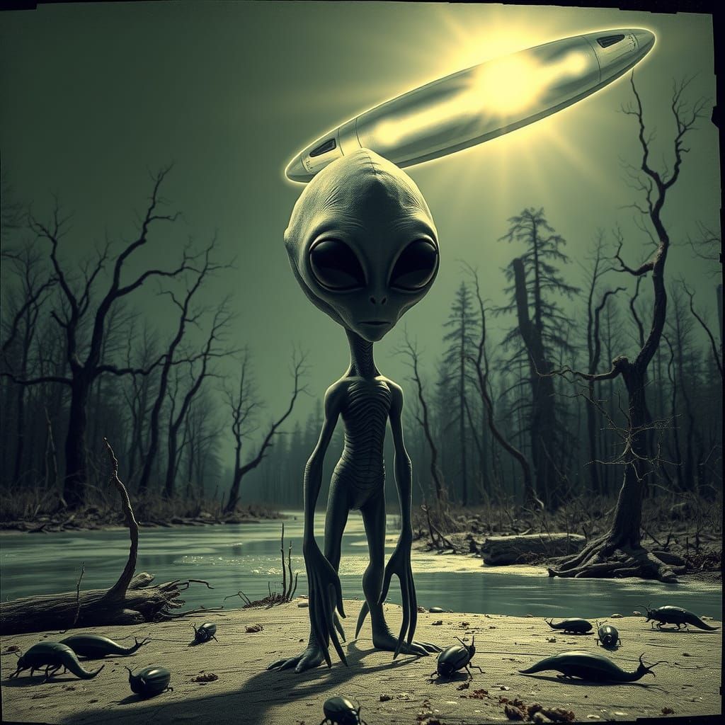 Alien Encounter on Desiccated Riverbed