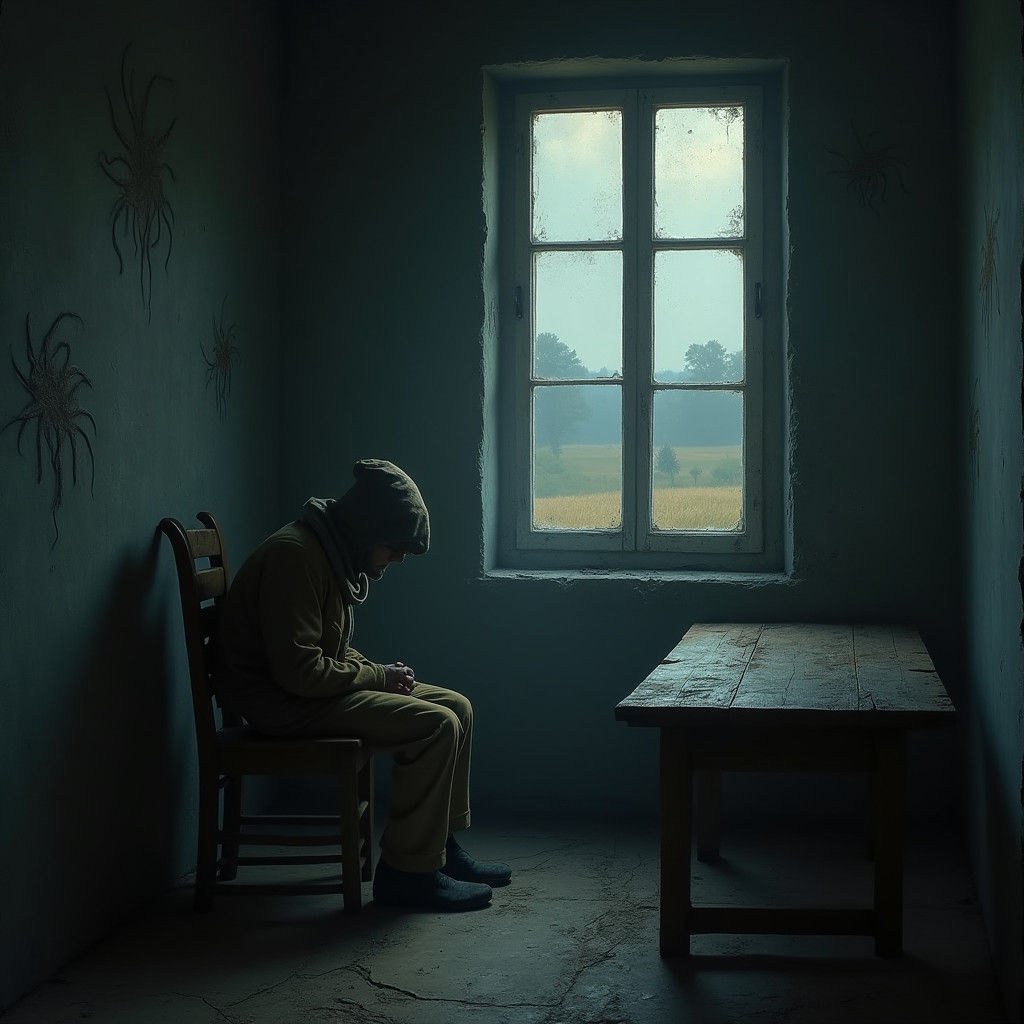 Oppressive Shadows Envelop a Solitary Figure