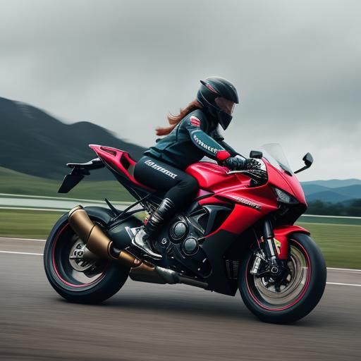Girl on Dragonfly Superbike Doing Wheelie