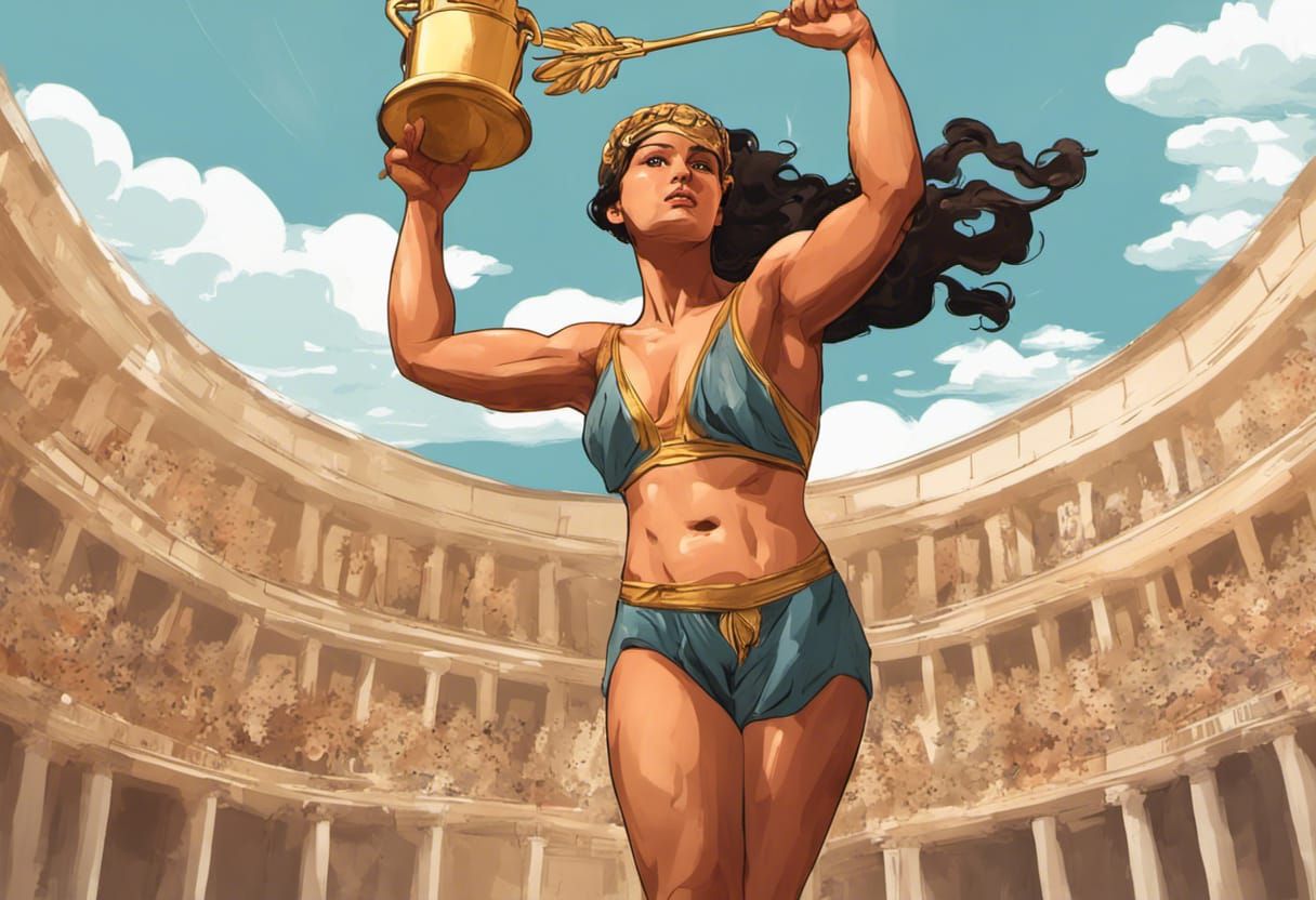 Victorious Greek Wrestler with Olive Branch Trophy