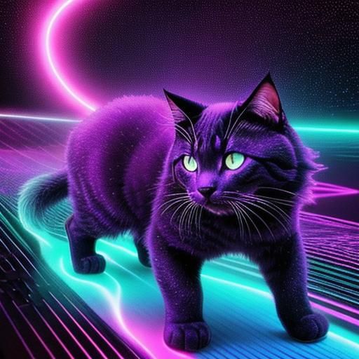 Electric purple cat