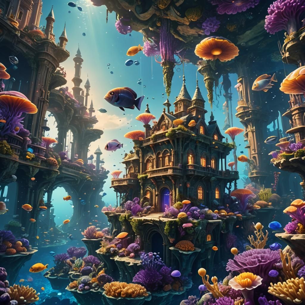Underwater City: Vibrant Fantasy Concept Art