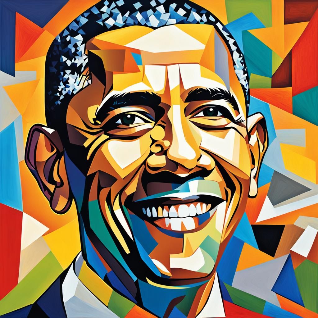 Barack Obama Portrait in Vivid Cubism Style