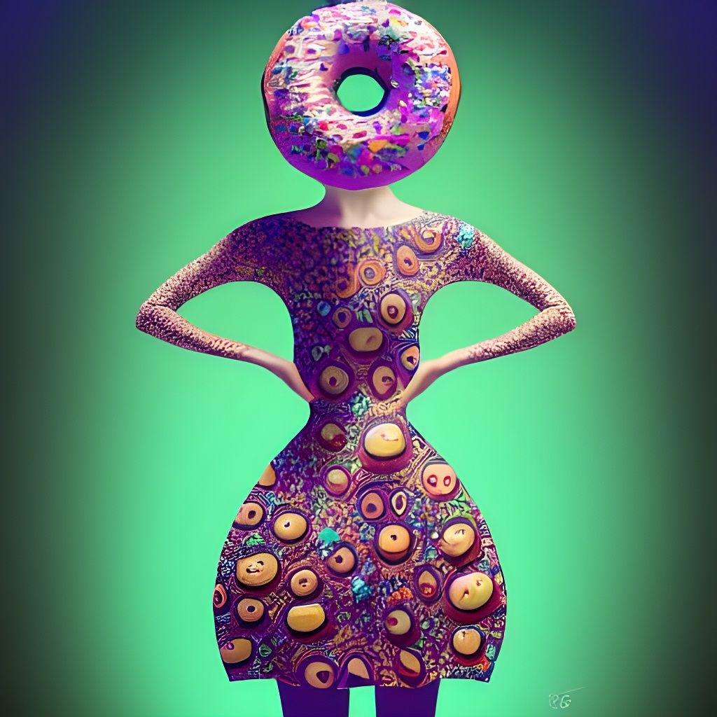 Woman in Donut Dress: A Surreal Pop Art Fantasy
