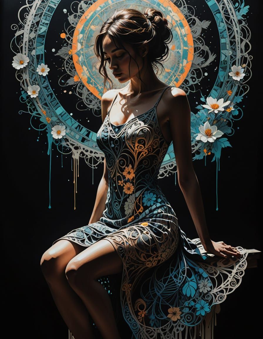 Ethereal Woman in Nouveau Art Florals