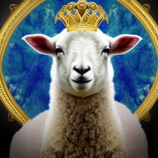Lamb on Lapis Lazuli Throne: Hyperrealistic Splash Art