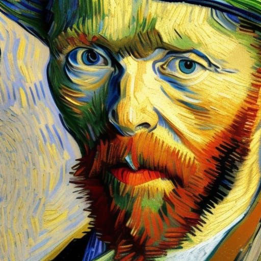 Hipster Van Gogh Self-Portrait: Detailed Matte Painting