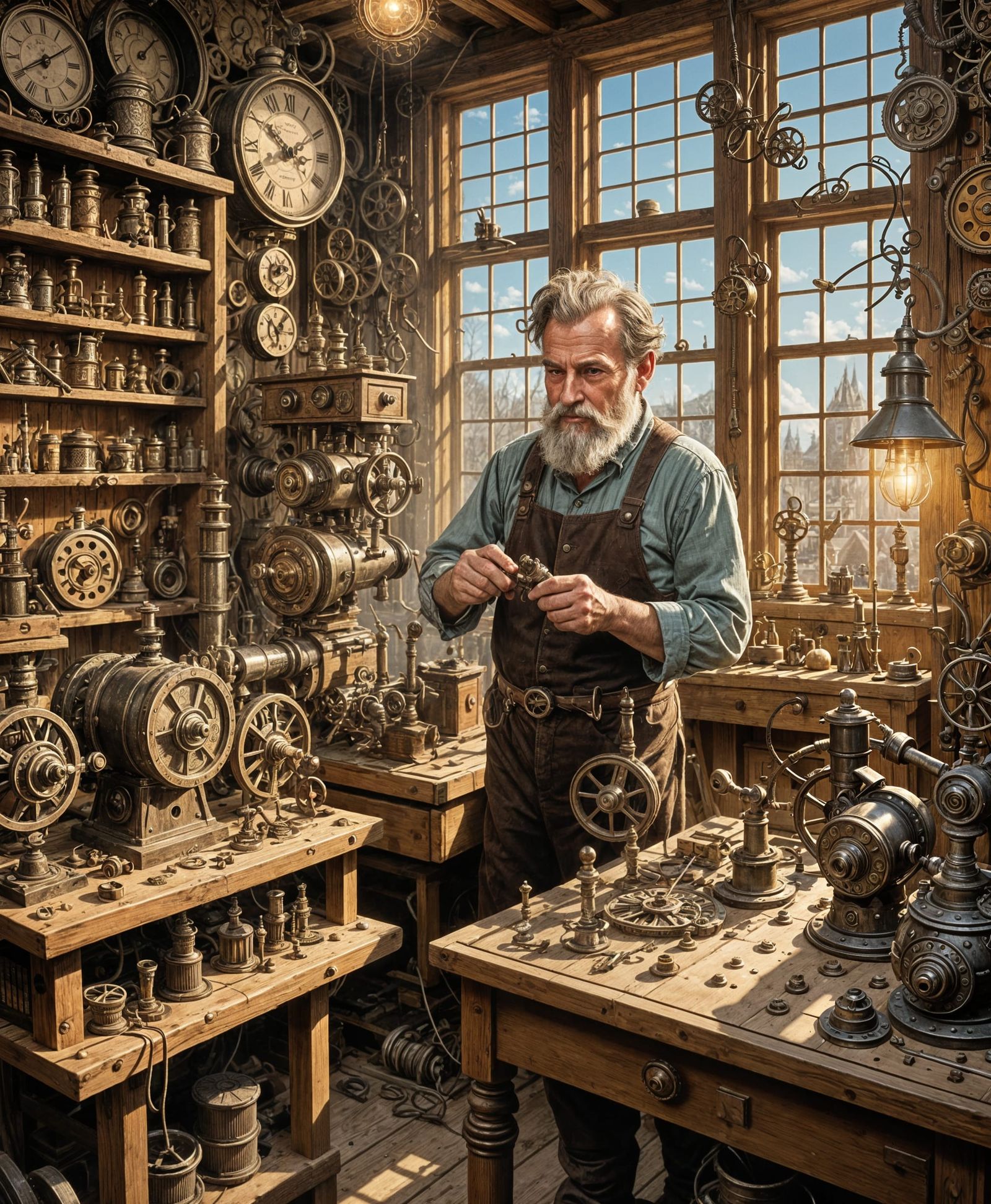 Clockwork Toy Shop: Vintage Illustration in Hyperrealism