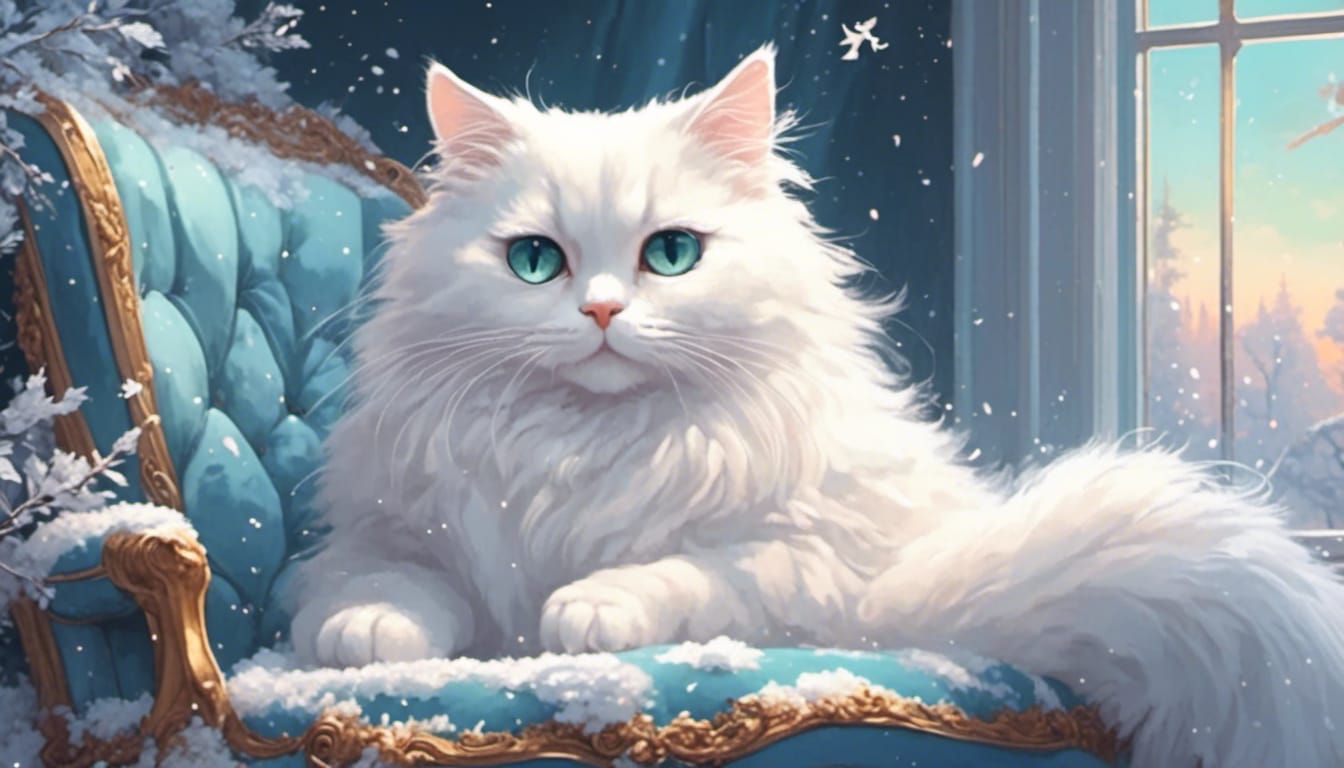 <lora:eye:1.0> adorable, cute, big eyed fluffy white cat sit...