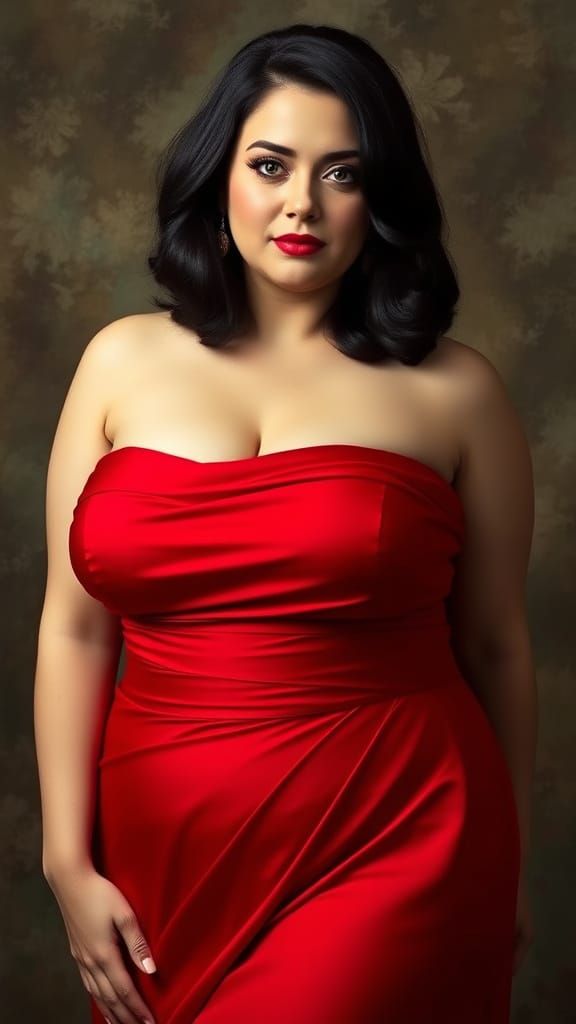 Elegant Lady in a Dramatic Red Gown