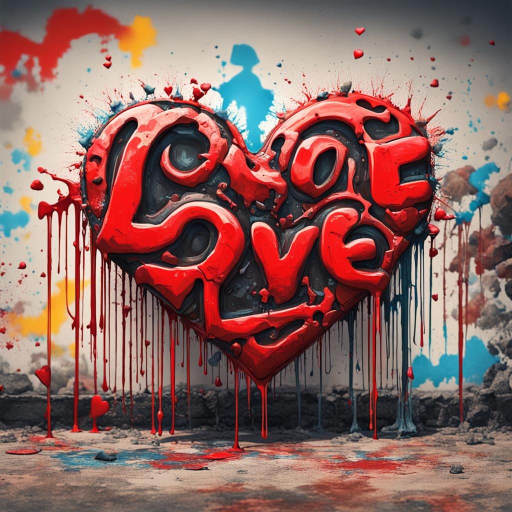 Post-Apocalyptic Graffiti Heart in Picasso Style