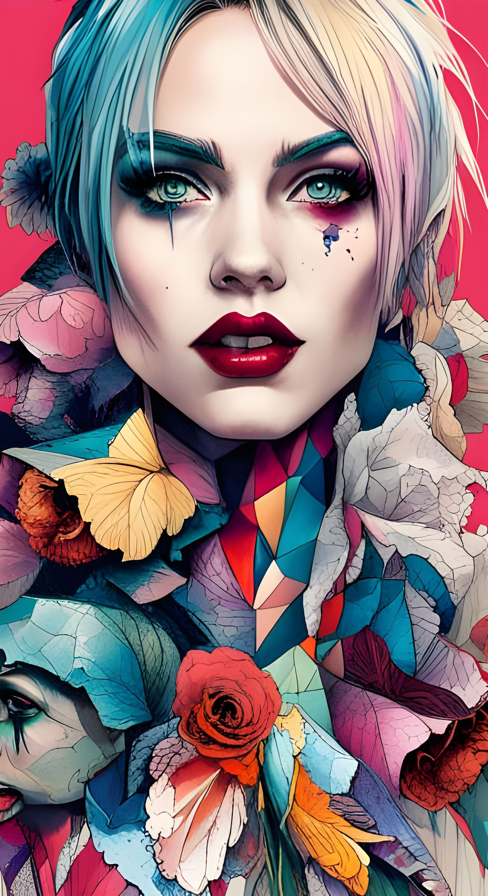 Harley Quinn Key Visual in Mixed Media Style