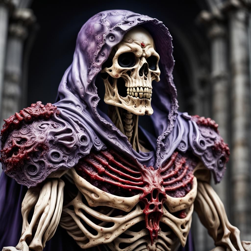 Hyperrealistic Skeletor Horror Art with Bone Details
