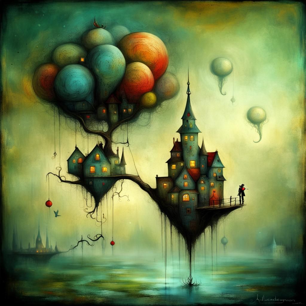 Surreal Abstract Art with Complementary Colors