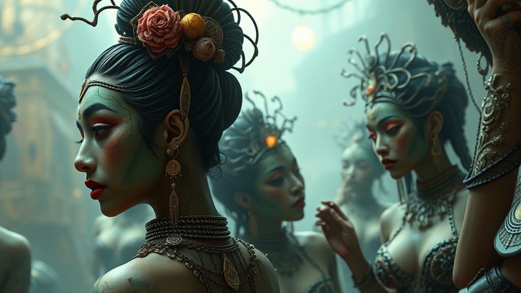 Full-Figured Women in Futuristic, Grotesque, Biopunk Style