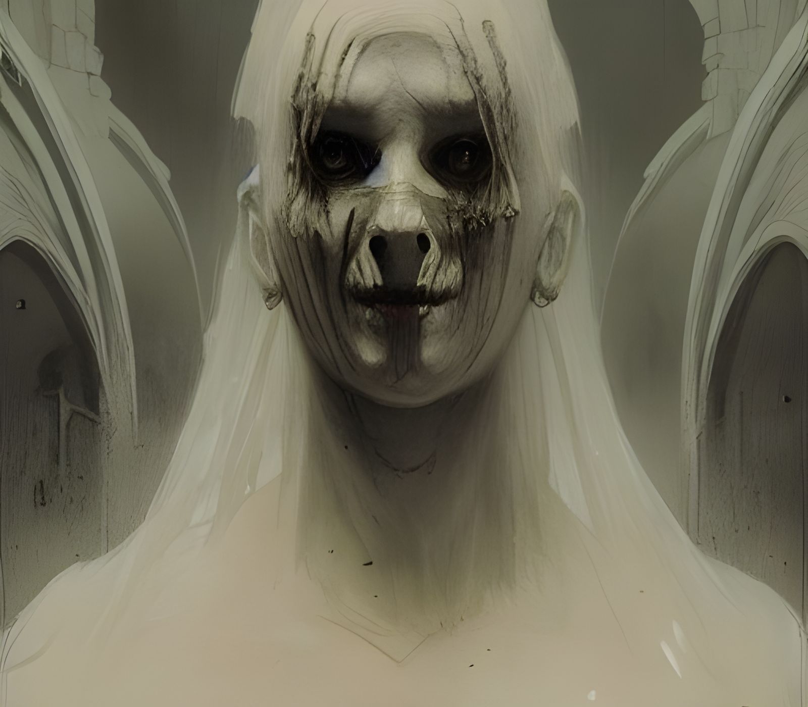 Horrific Night Witch in Doré Style