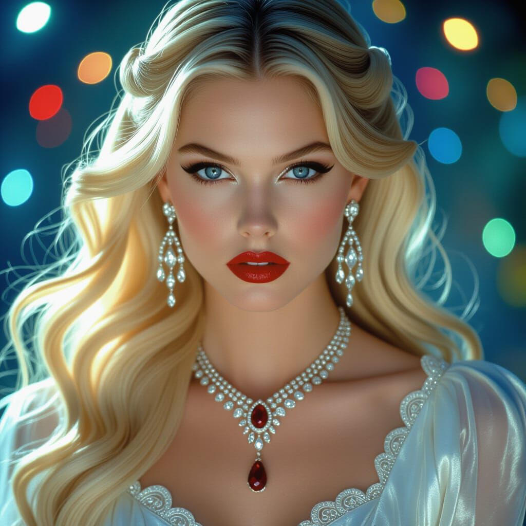 Goddess with Moonlit Hair in Cinematic Style