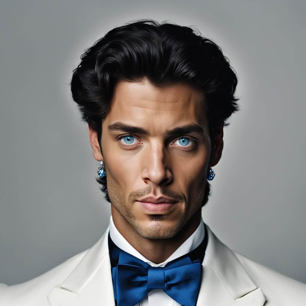 Modern Prince Portrait with Piercing Blue Eyes