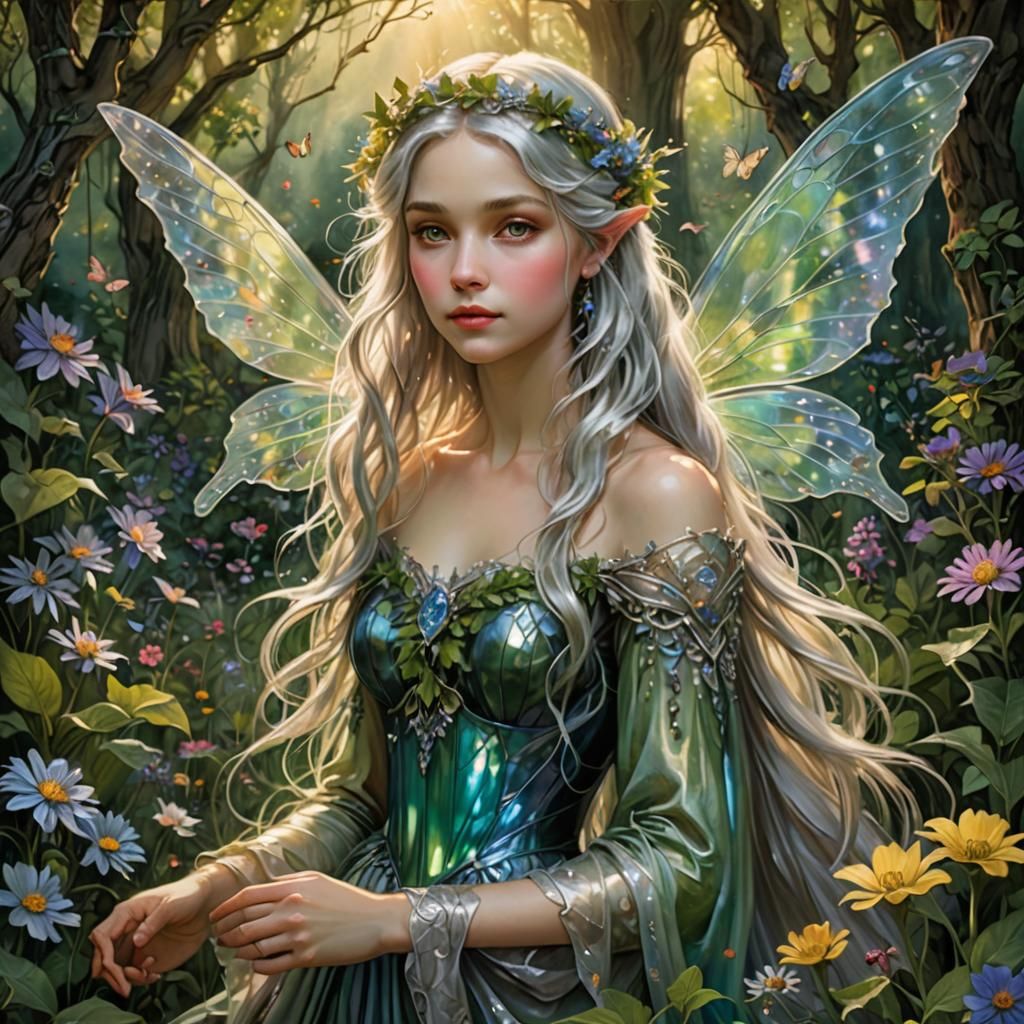 Ethereal Fairy Princess in Mystical Forest Glade