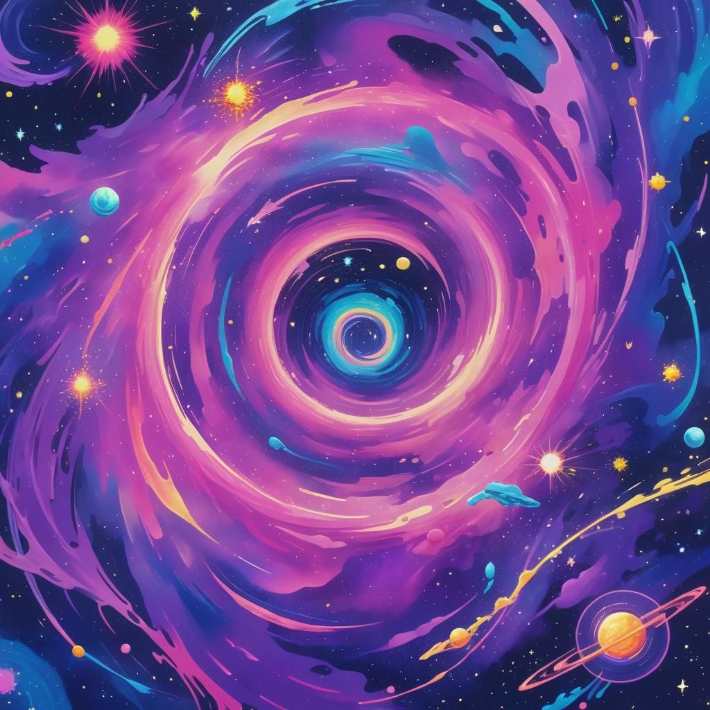 Vibrant Cosmic Powers in Psychedelic Pixel Art