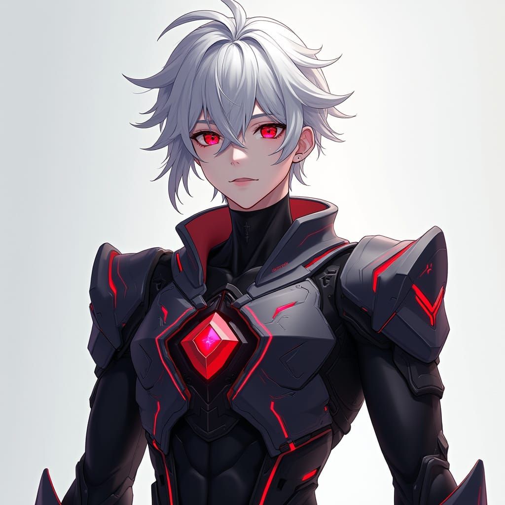 Cyberpunk Anime Warrior in Arcane Exosuit