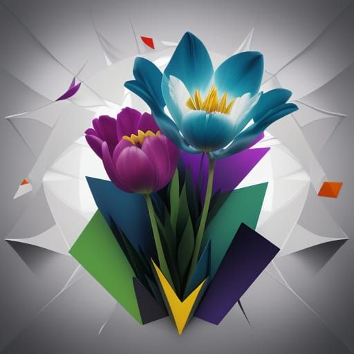 Surreal Cubist Masterpiece: Ghost-Tulip Fusion