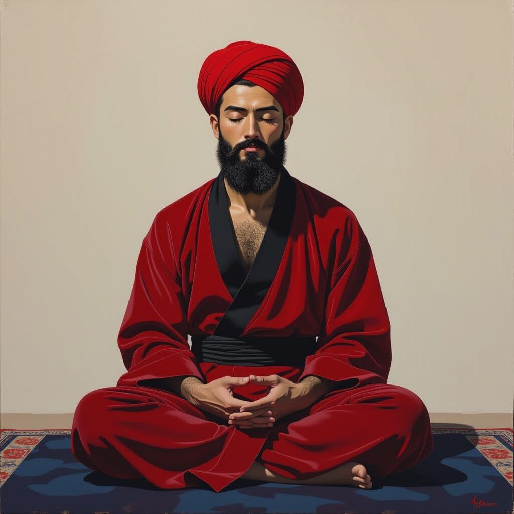 Monk Meditating in Divine Light