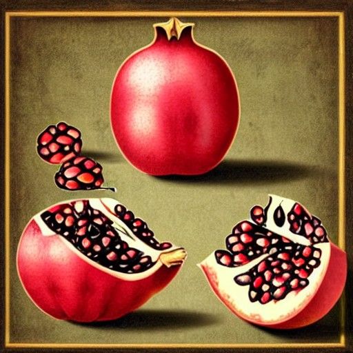 Renaissance Pomegranate Anatomy Paint-by-Numbers Diagram