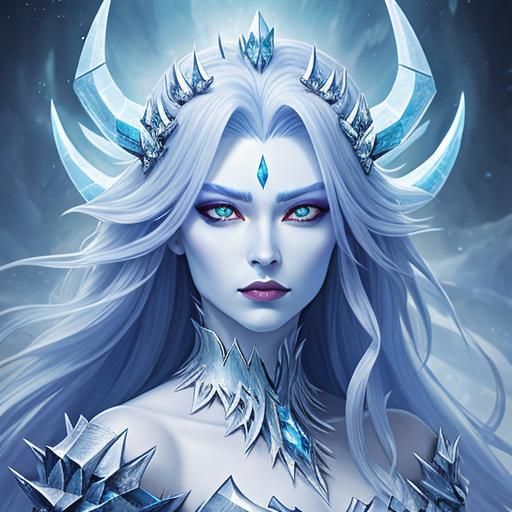 Beautiful Ice demon princess realistic