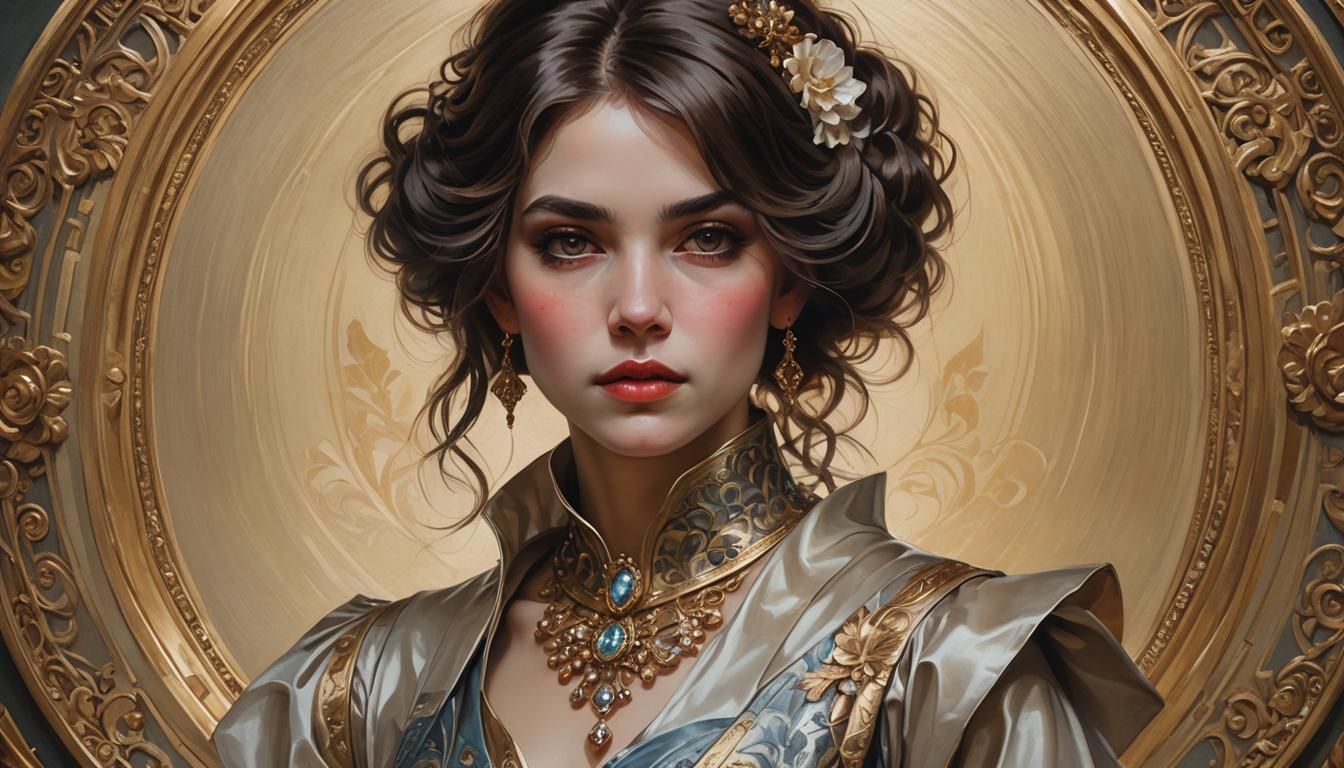 Sophisticated Lady Portrait in Oil, Sharp Focus