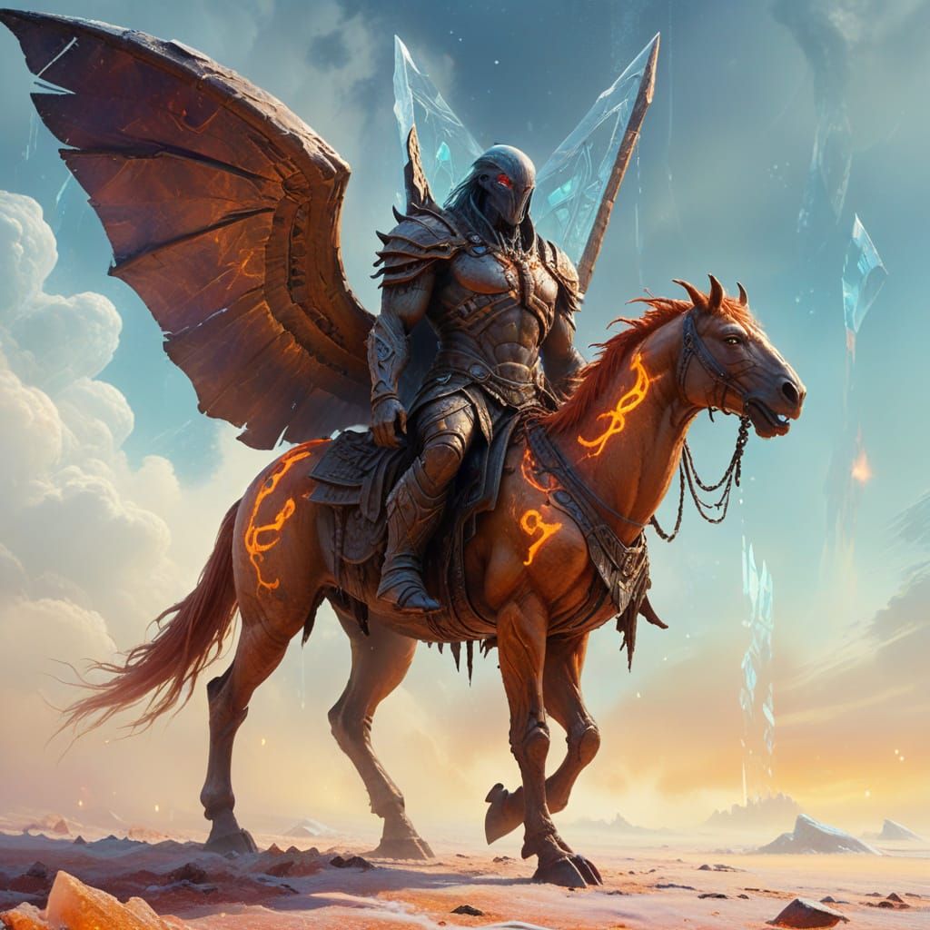 Alien Rune Titan in Surreal Oil Painting