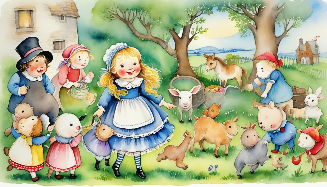 Detailed Watercolour Nursery Rhyme Illustration
