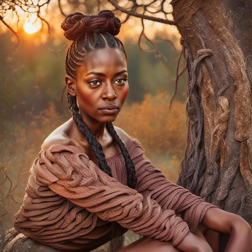 Byzantine Oil Painting of Woman in Forest