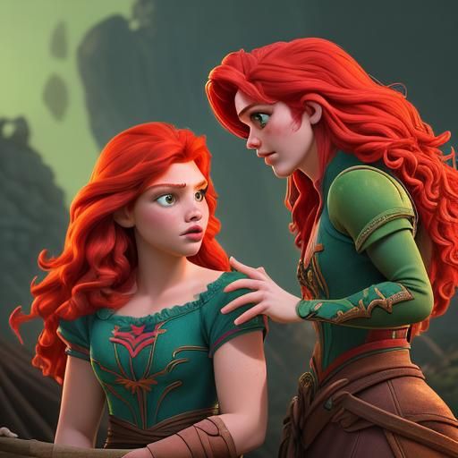 Hyperrealistic Merida and Ariel Splash Art