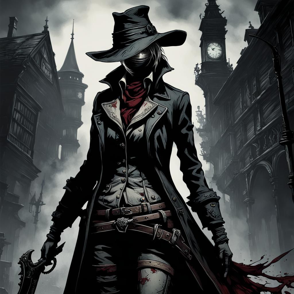 Bloodborne Female Hunter in Dark Scene
