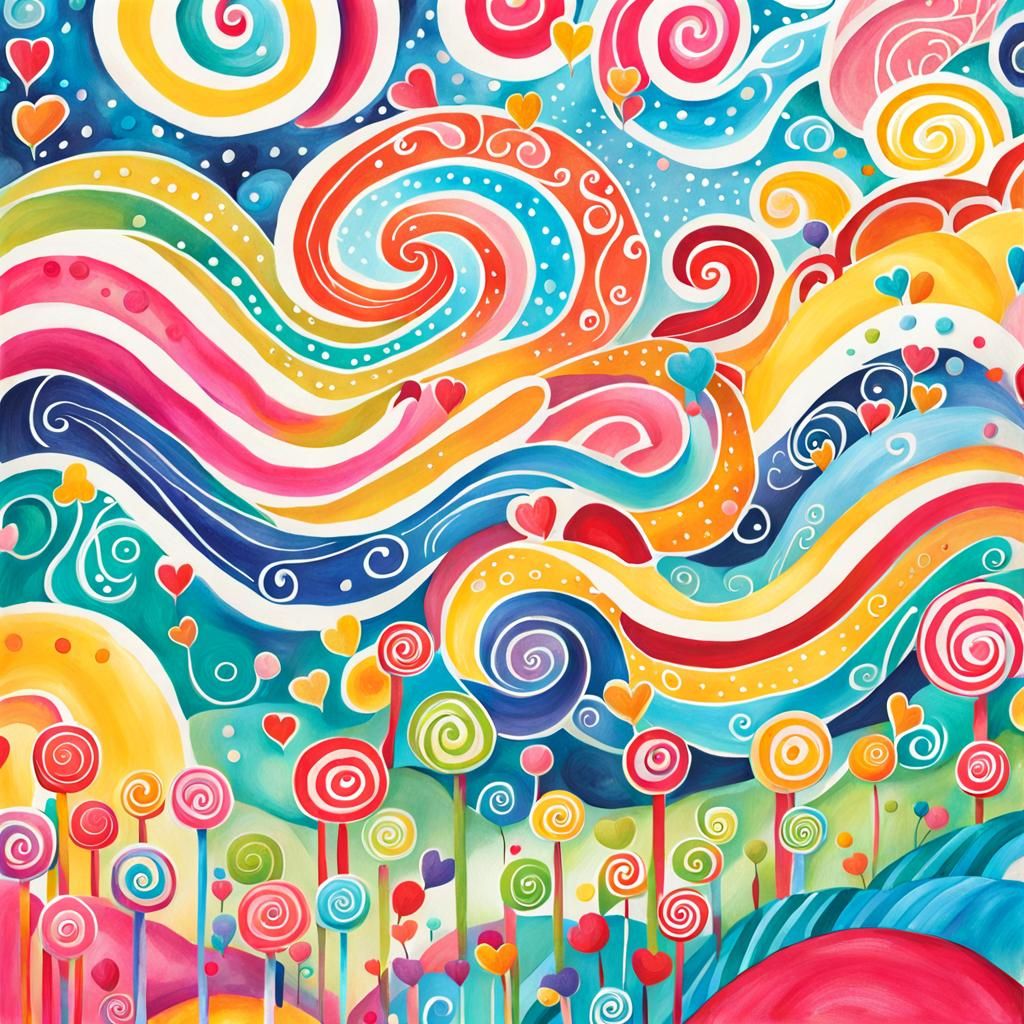 Candyland Journal Cover with Gouache Swirls