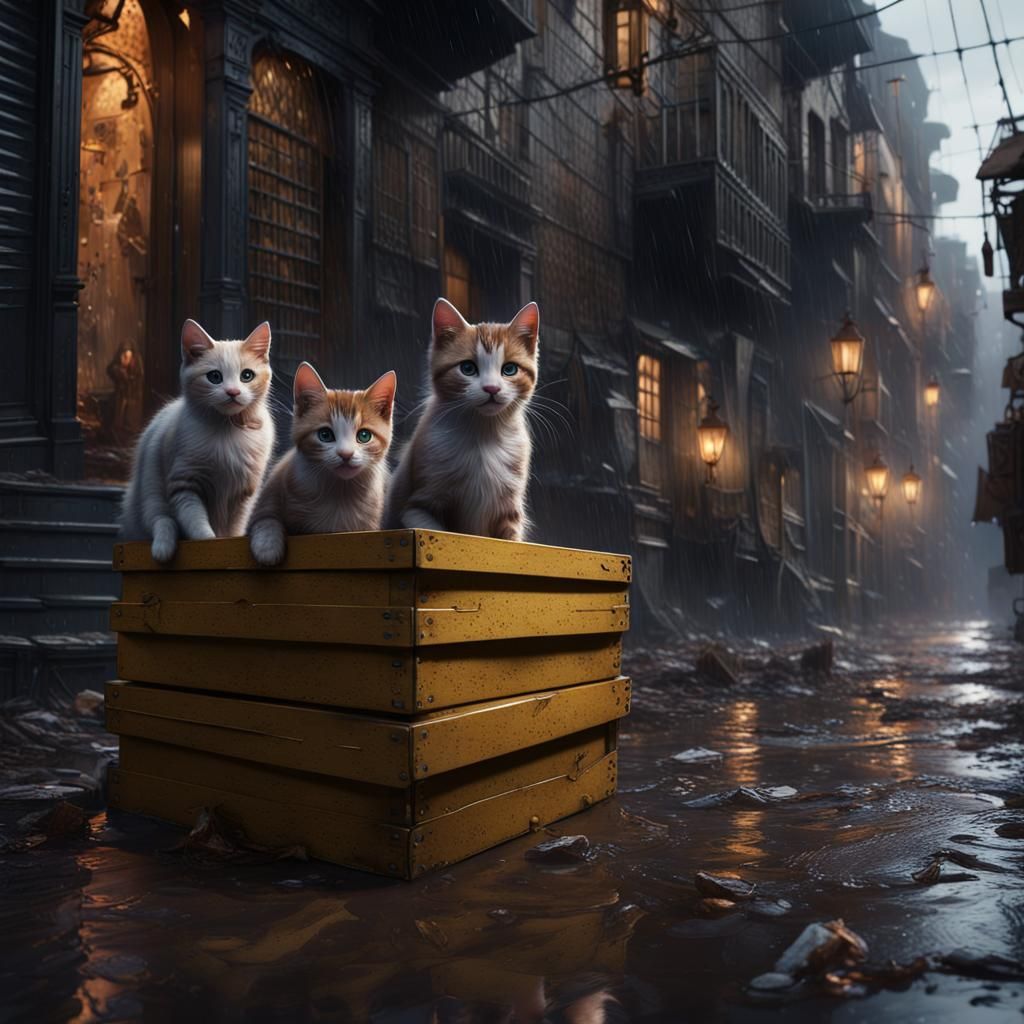 Rainy City Kittens: A Matte Painting