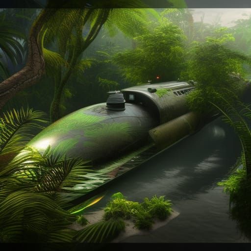 Stranded Submarine in Overgrown Paradise