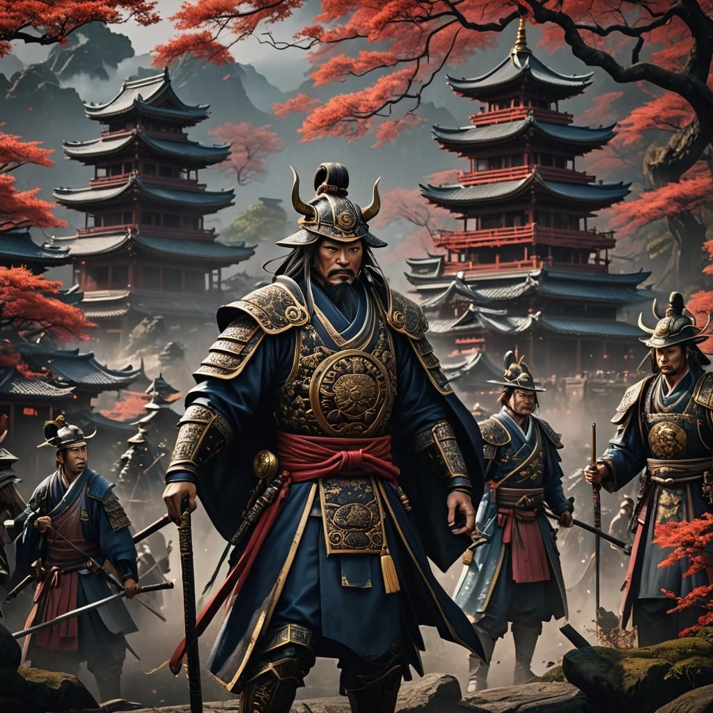 Detailed Matte Painting of Japanese Feudal Lords