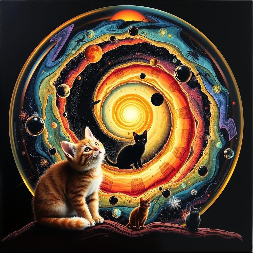 Kittens and Cat Into the Galaxy!