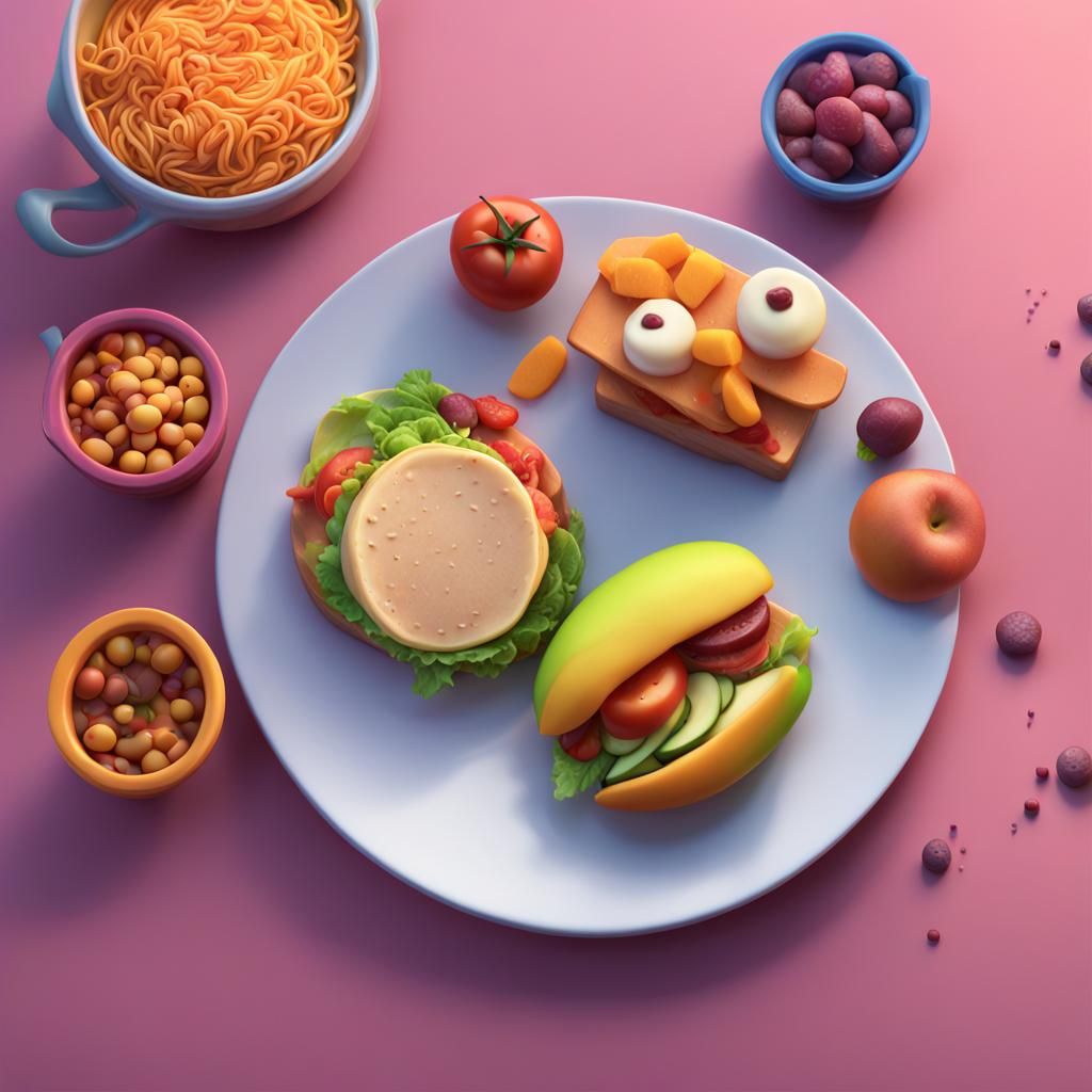 Food in 3D Digital Art Style
