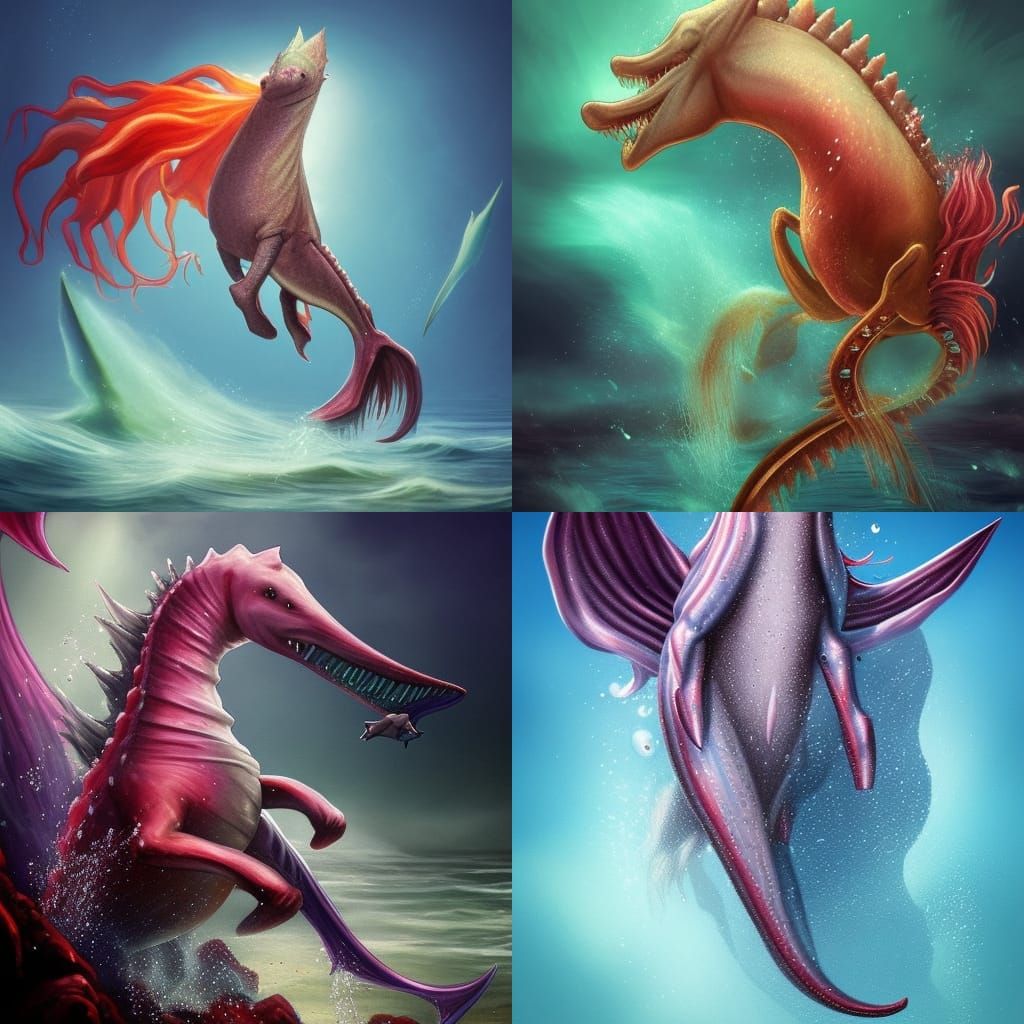 Goblin Shark Seahorse Fantasy Concept Art