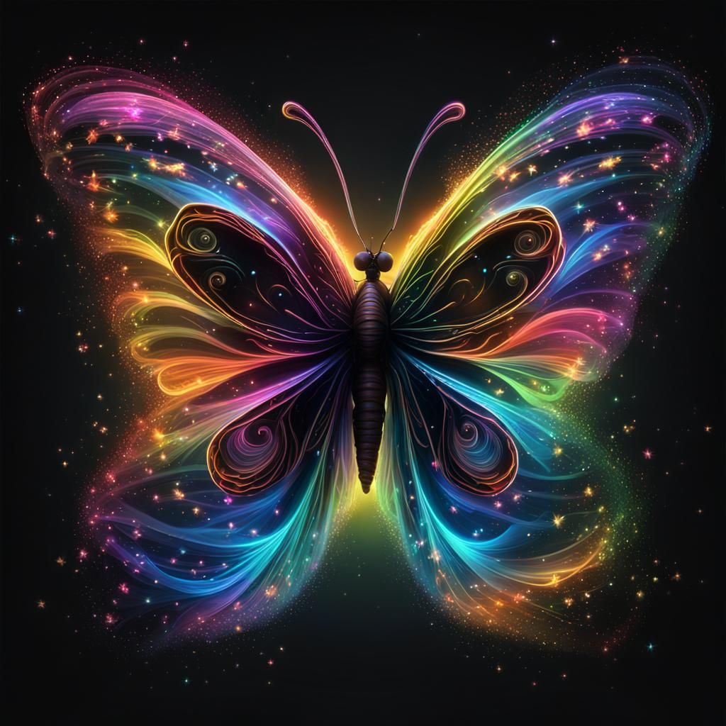 Neon Butterfly Tornado: a Fantastical Digital Painting
