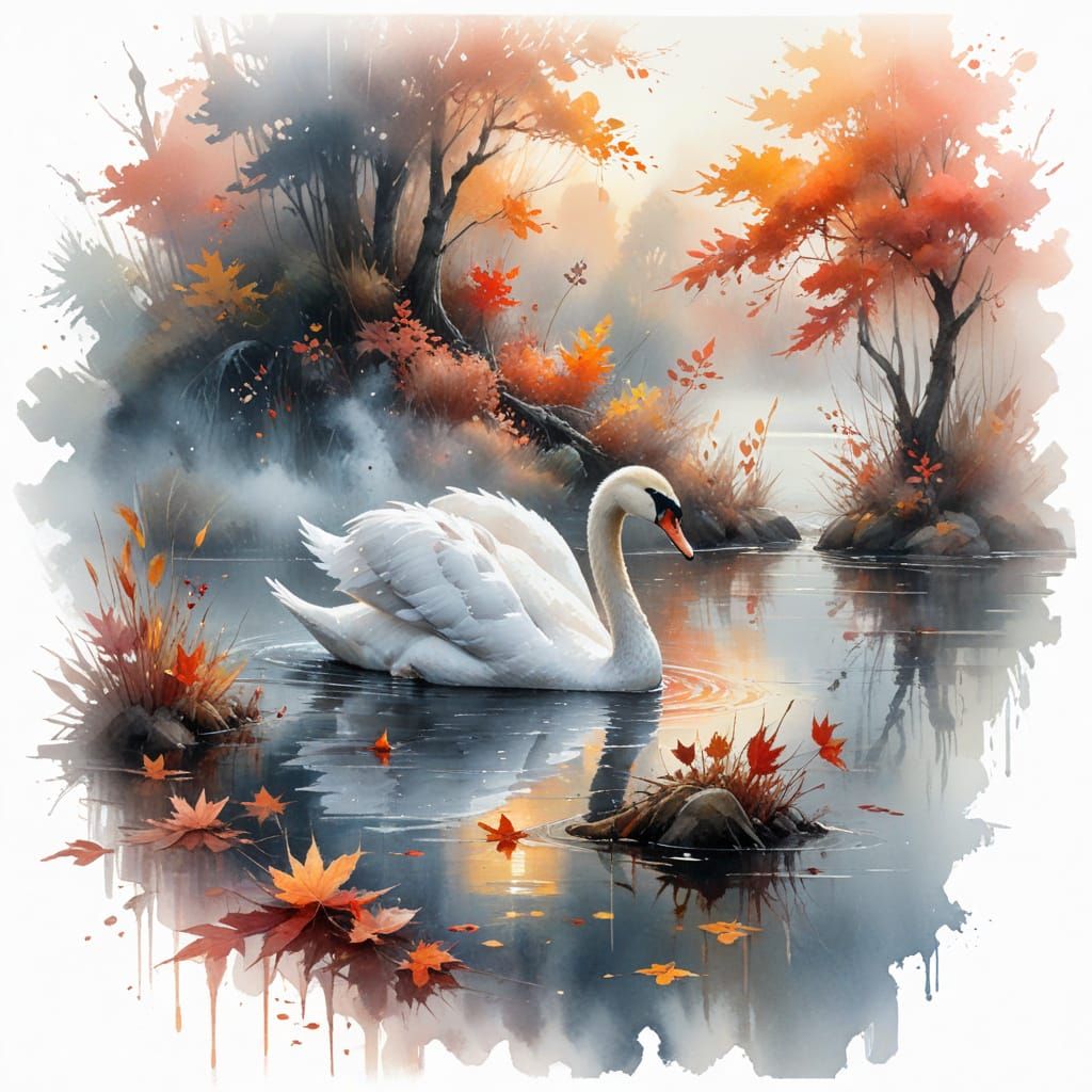 Ethereal Swan in Autumn Hues