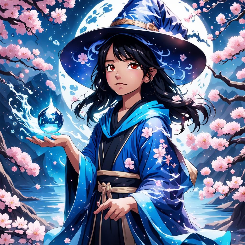 Water Witch Portrait with Cherry Blossoms