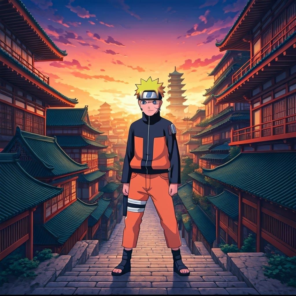 Naruto Uzumaki in Konohagakure: Manga Pop Art Fusion