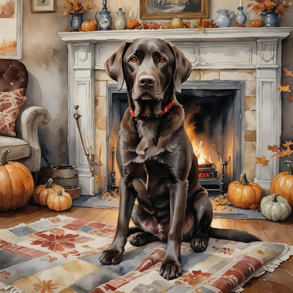Chocolate Lab Watercolor Sketch in Anton Semenov Style