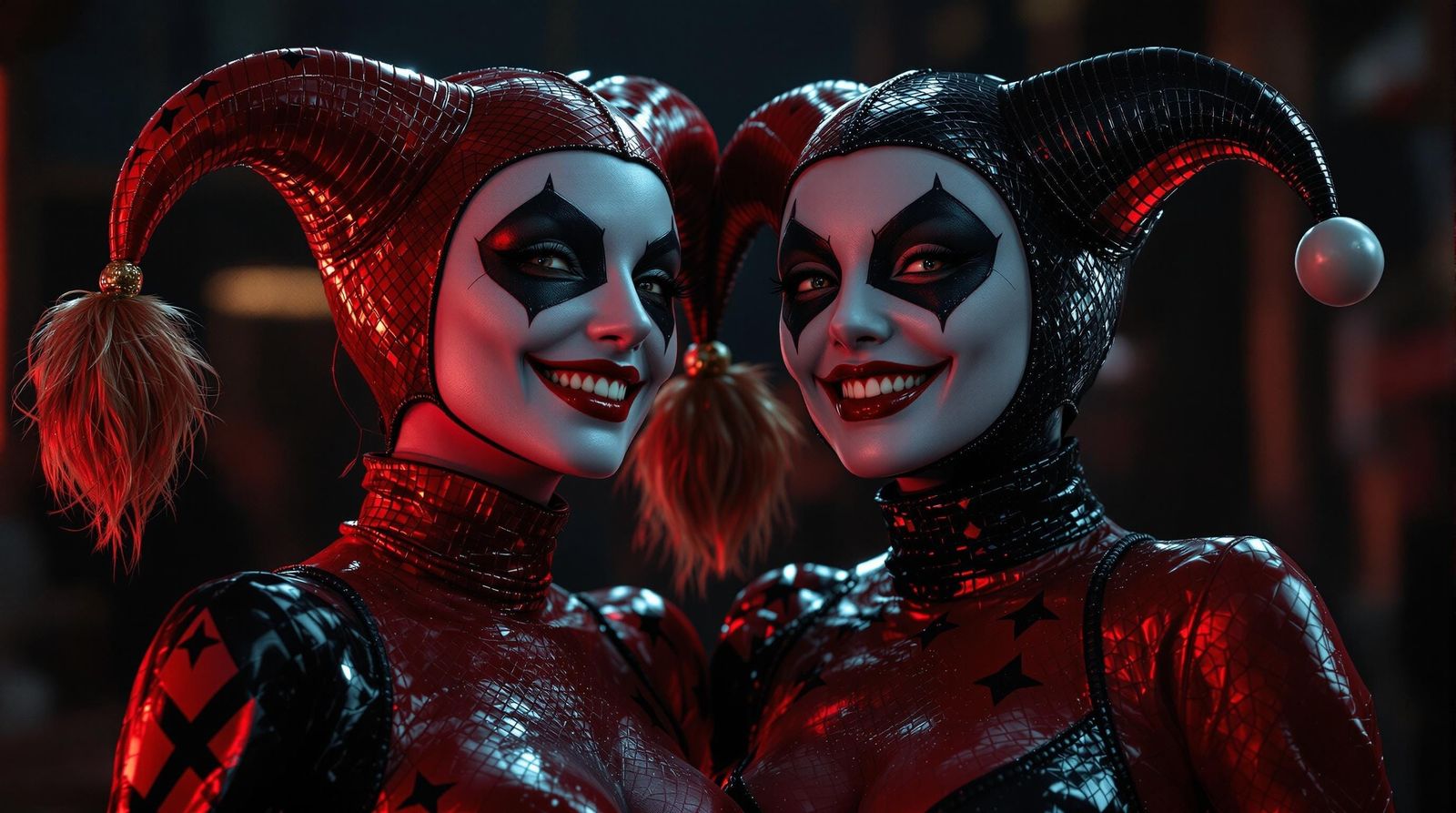 Hyper-Realistic 3D Portraits of Happy Harley Quinn Twins